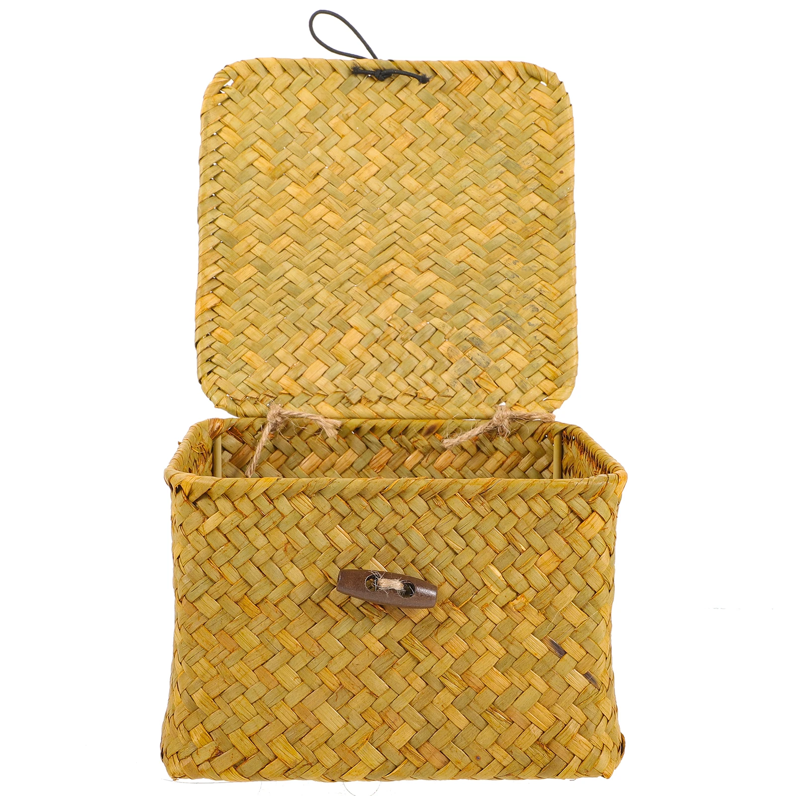 

Straw Woven Baskets Small Storage Tray Lid for Bedroom Shelf ganizer H made Vintage Embroidery Craftsmanship Ideal Accessories