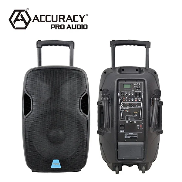 Accuracy Pro Audio CMB15AVX Active Trolley Battery Powered Plastic 15'' Inch 120W Outdoor Powered Portable Speaker Wireless