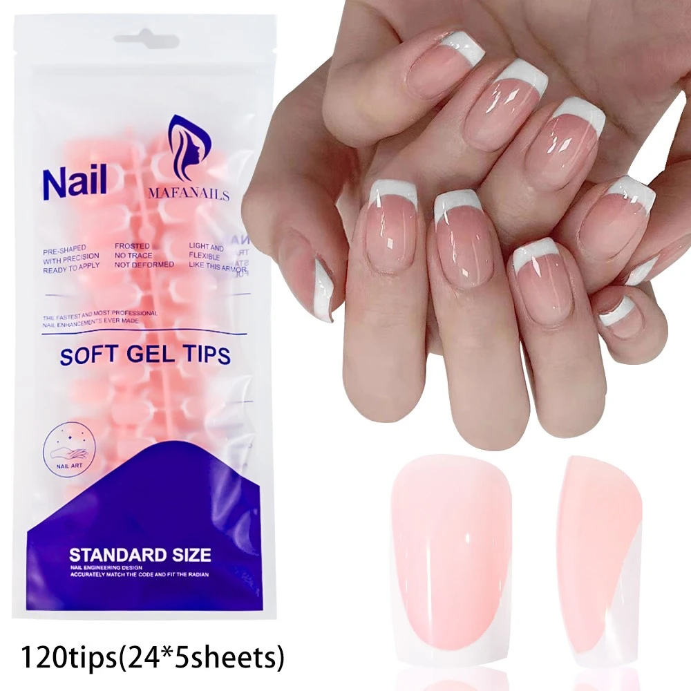 Press On Nails Square Glossy Rainbow Lines False Nail Tips Set_voghion.com