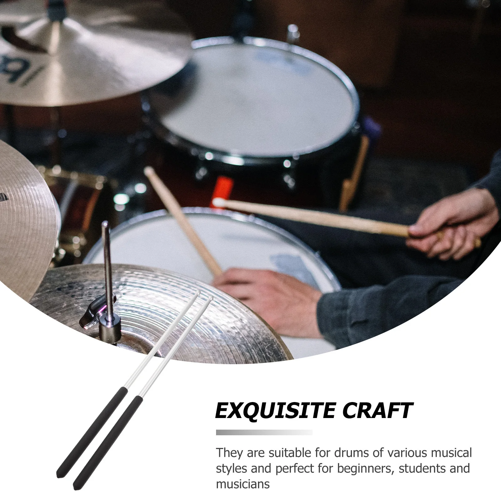 

2Pcs Aluminum Alloy Drumsticks Stable Weight Musical Practice Simple Percussion Instrument Accessories Drum Sticks