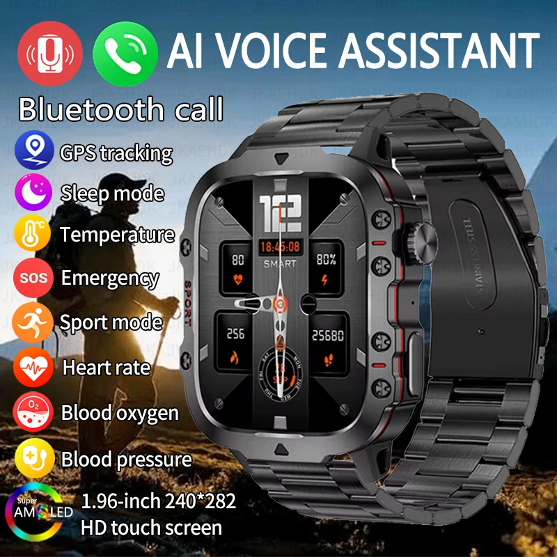 

For Xiaomi Rugged Military GPS Smart Watch Men AMOLED HD Screen Heart Rate Bluetooth Call Waterproof Outdoor SmartWatch 2024 New