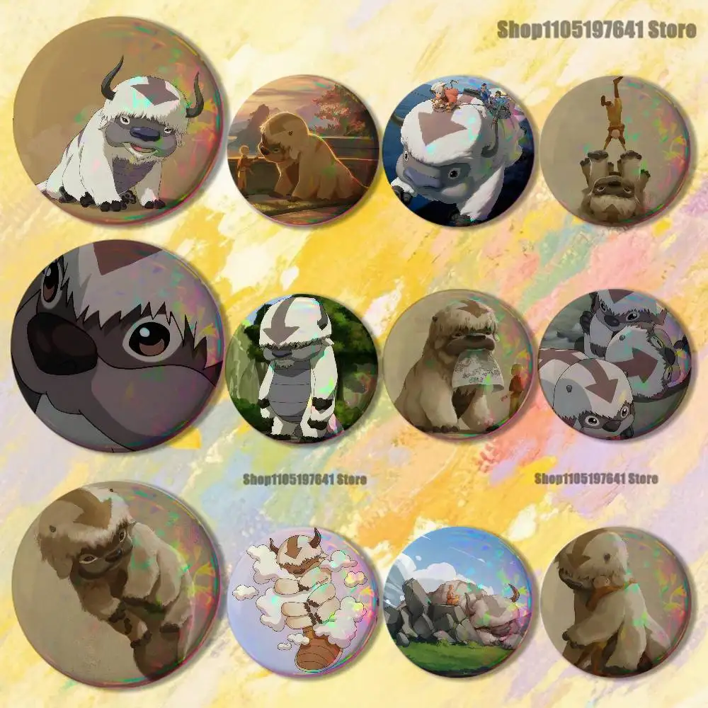 

A-Avatar The Last Airbender Appa Yip Badges Button Round Creative Pin Brooch Badge Decor Accessories Fans Collect Friends Gifts