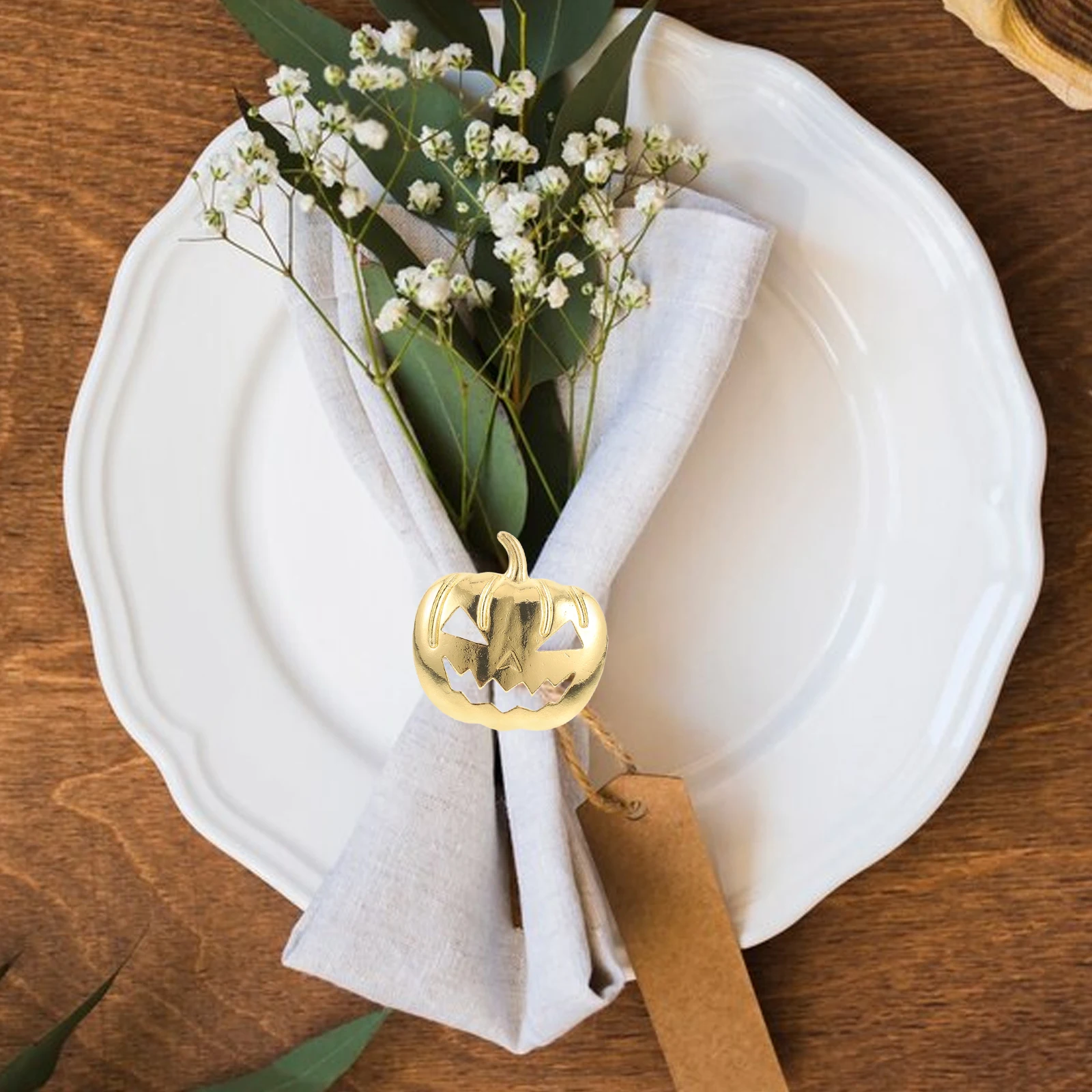 

6Pcs Pumpkin Napkin Rings Halloween Table Decoration Napkin Holders Fall Dining Buckles Halloween Table Adornments