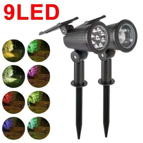 Garden 9 LED Solar Powered Light Adjustable Solar Spotlight Outdoor IP65 Waterproof Landscape Lamp Villa Night Decor Light