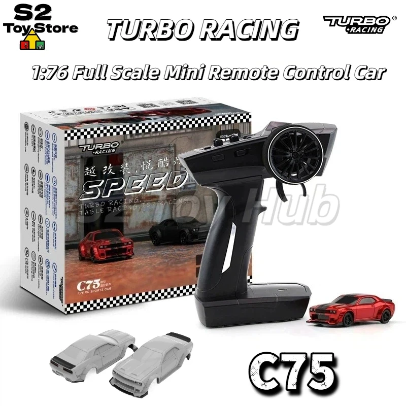 TURBO RACING C75 1:76 Scale Mini Full Proportion RC Car With LED Lights JDM Style TC04 Chassis Table Racing Top Racing Gift