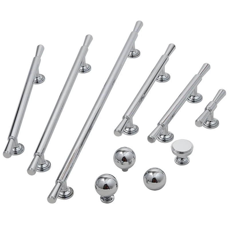

French 10PCS Solid Brass Chromed Furniture Pulls Handles Drawer Knobs Cupboard Wardrobe Closet Dresser Wine Cabinet Pulls Knobs