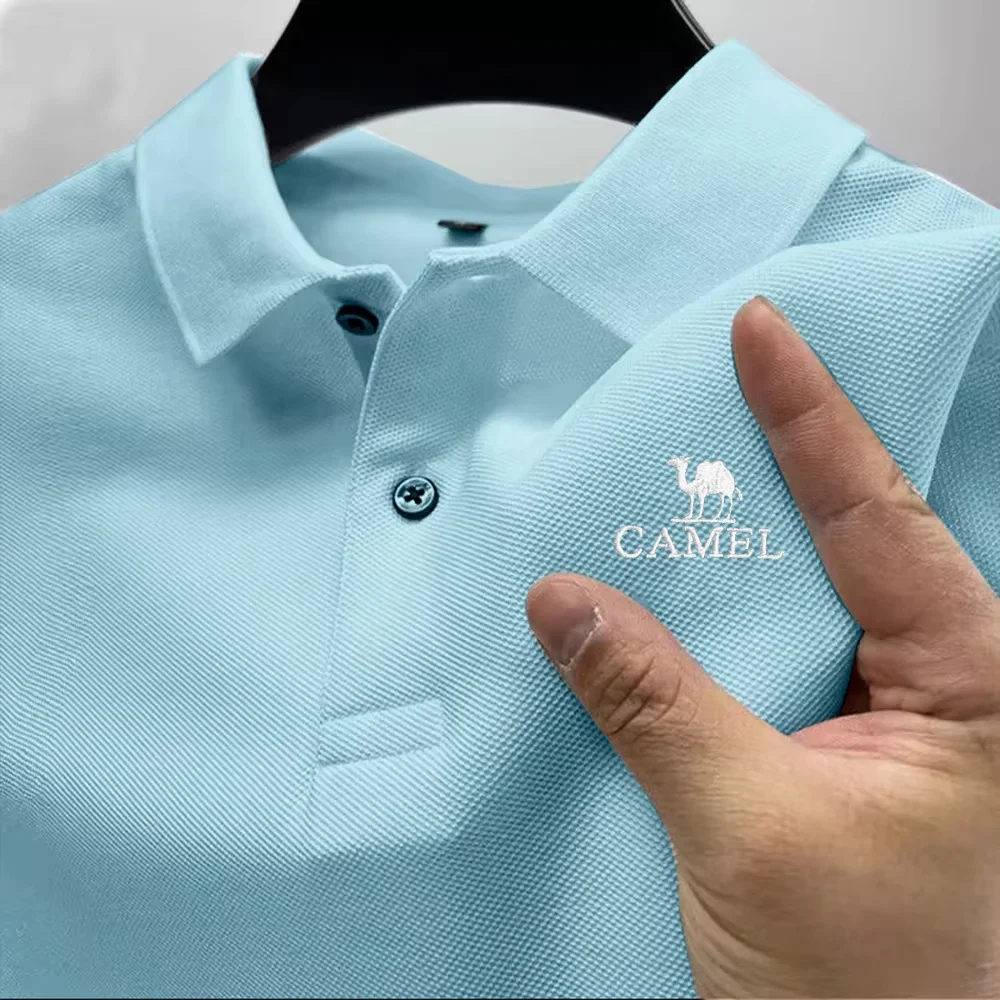 Camel brand new men's cotton summer multi-functional leisure sports breathable fashion high quality embroidered polo shirt short