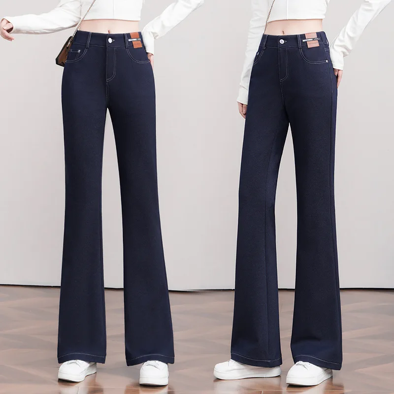 다용도 플레어 진 겨울 신상 하이웨이스트 슬림핏 두꺼운 따뜻한 플레어 팬츠