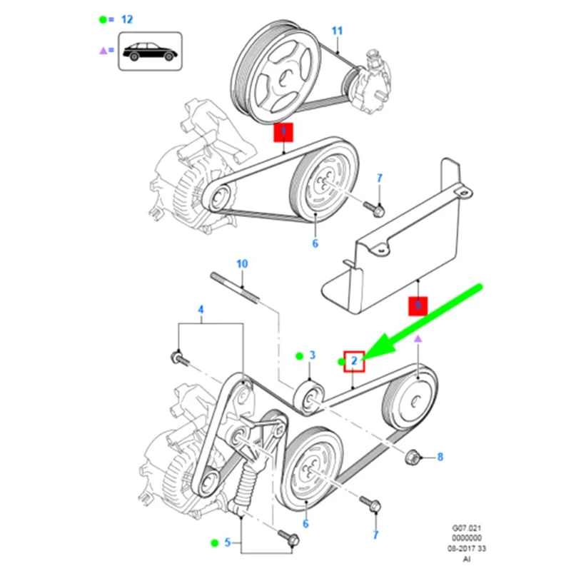 A82T-Car Engine Fan Belt Serpentine Drive Belt for Ford Ranger 2.2L Everest 2011- 7PK3143 FB3Q-6C301-GA