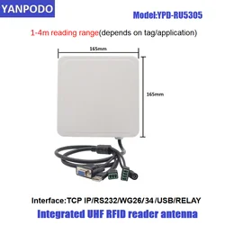 YANPODO 1-4 m Küçük Entegre Okuyucu UHF RFID RS232 WG26 RÖLE IP66 Araç Erişim Kontrolü için Dahili 4dbi Anten ücretsiz SDK