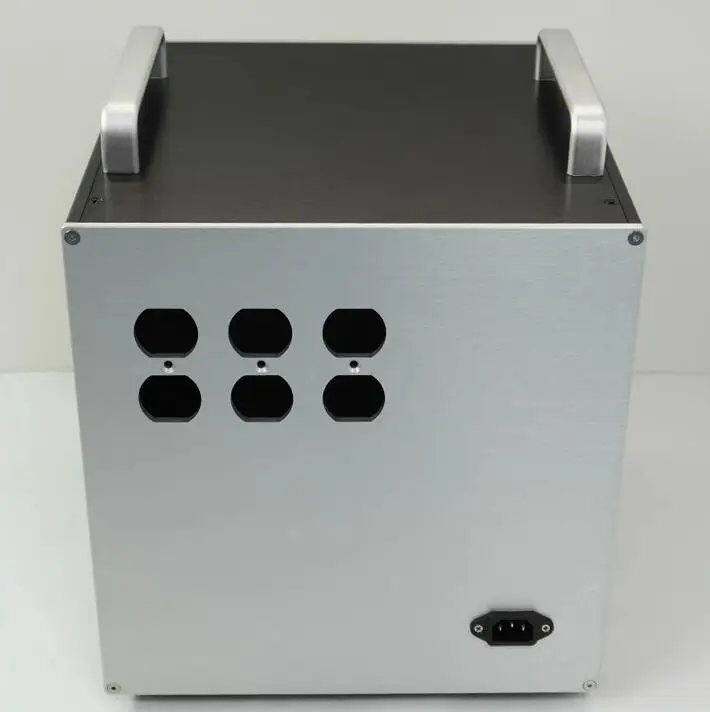 غلاف مزود طاقة منقسم من الألومنيوم مخصص ، حافظة ذاتية الصنع لعزل HIFI ، CNC ، معيار الولايات المتحدة ، 305x305x311mm