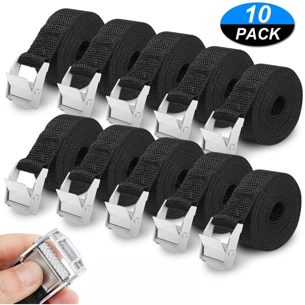 Ensemble de 10 sangles de fixation, sangle de tension très adaptée pour la fixation sur le cadre de vélo, le cadre arrière d'automobile, la sangle de verrouillage à clip pour vélo, tension rapide, sangle de fixation pour camping en plein air.