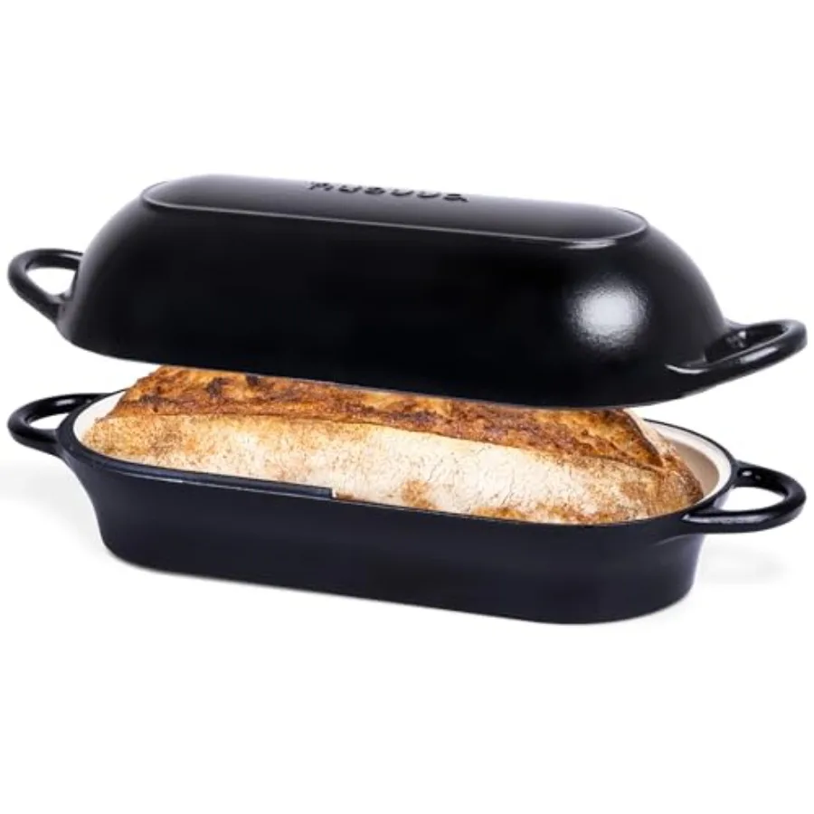 

Enamelled Cast Iron Bread Loaf Pot Dutch Oven For Sourdough Bread Baking Oven Safe Non Stick Bread Pot Rectangular by