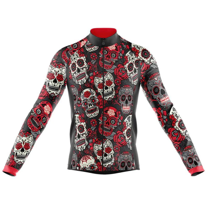 Skull Cycling Jersey 2022 Men Autumn Mountain Bike Clothing Quick-Dry Racing MTB Bicycle Shirt Uniform Breathable Ropa Ciclismo