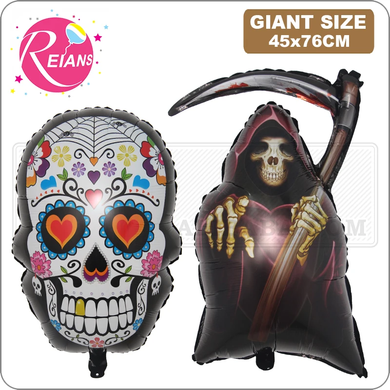 Mexico Day of The Dead Party Horrifying Skull Death Ghost Shape Scary skull Aluminum Film Balloon Halloween party Decoration