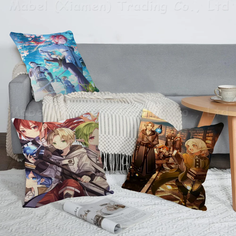 M-mushoku T-tensei Pillowcase Toon Gift Cushion Cover Bedroom Home Sofa Chair Seat Decor Pillow Case