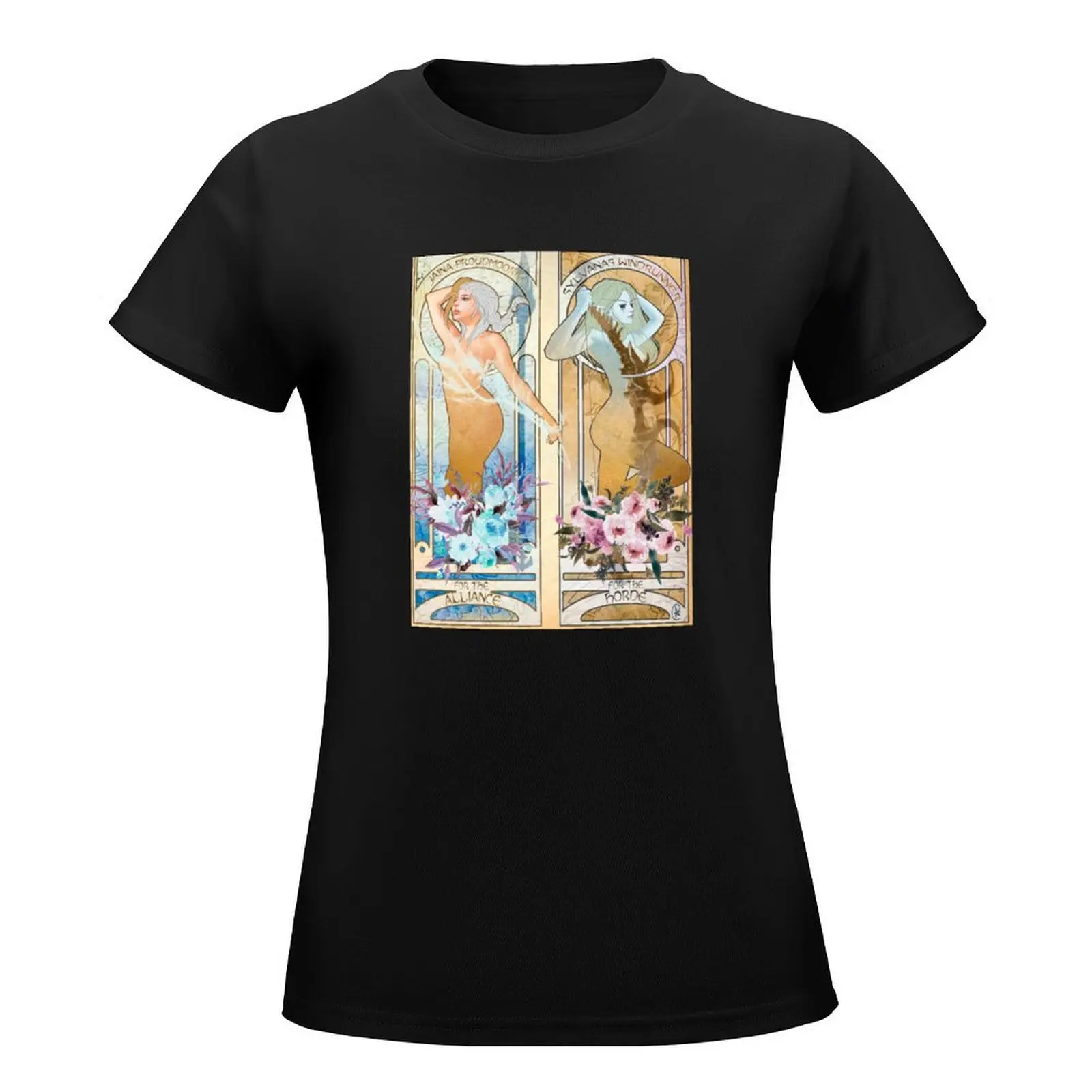 Jaina and Sylvanas in Art Nouveau style T-Shirt funny hippie clothes summer clothes tshirts woman