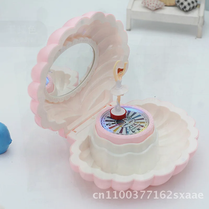 DIY Handmade Colorful Flash Shell Music Box Creative Gift for Little Girls Birthday Plastic Material White Pink Purple Sets