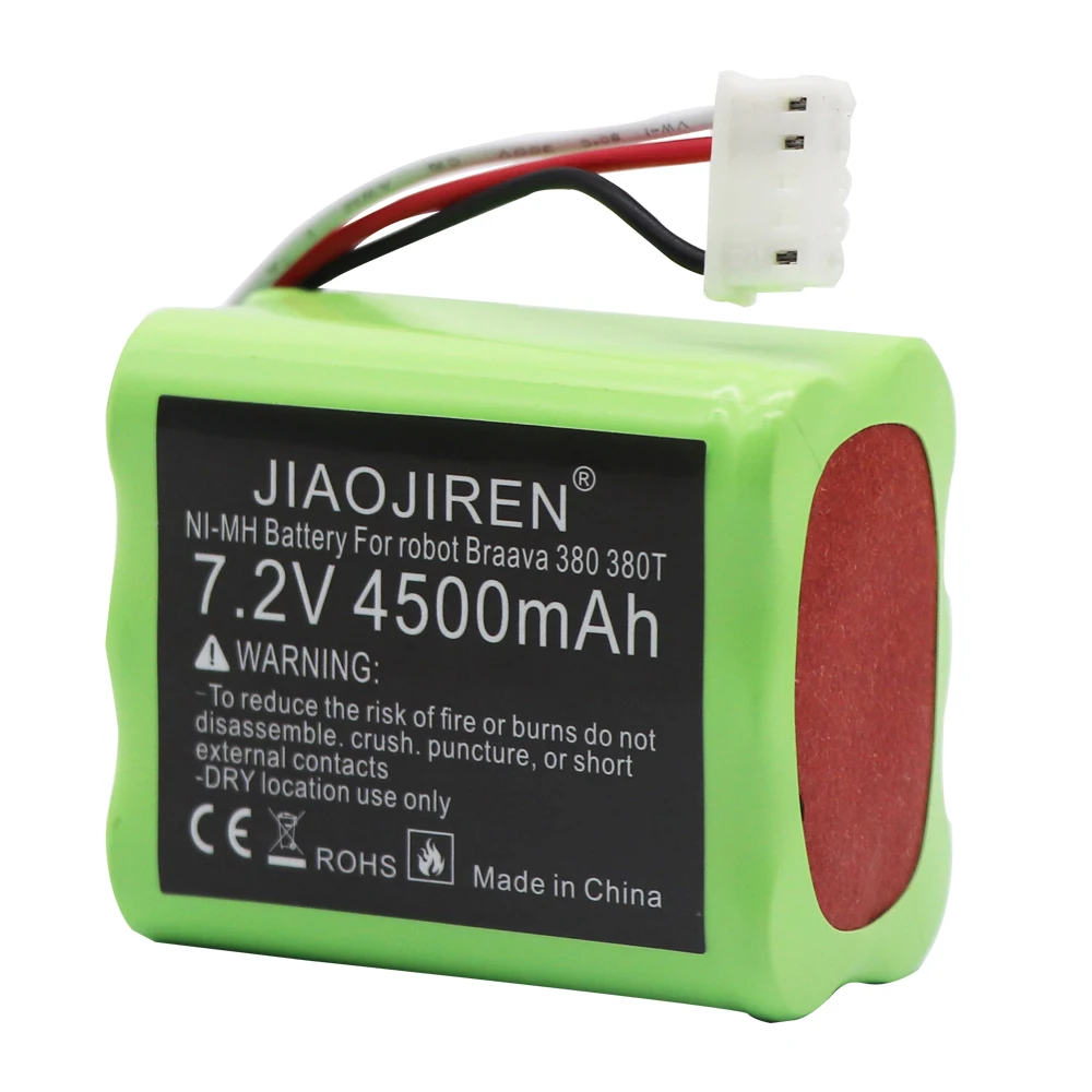 7.2V 4500mah Upgrade NI-MH Battery for iRobot Braava 380T, 380, 390T and Mint 5200, 5200B, 5200C 7.2V Rechargeable battery