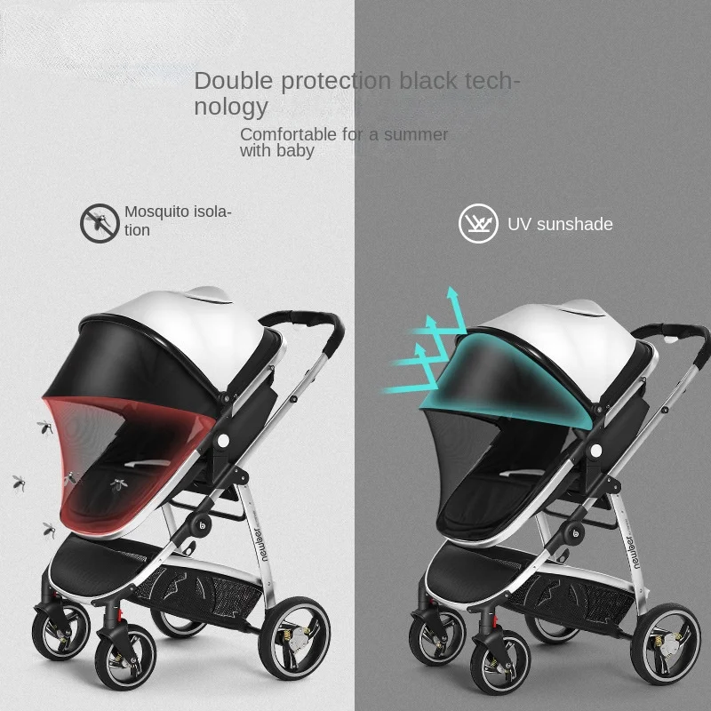 Large Sleep Basket Baby Stroller,Lightweight Stroller Folding Can Sit and Lie Down Stroller for Newborns,high Landscape Baby Car