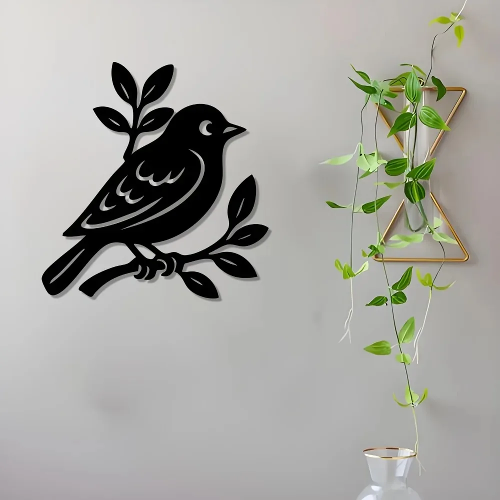 

1PC Bird On Branch Aluminum Tin Wall Art Cute Bird Pattern Decor Waterproof Rustproof Home Bedroom Patio Hanging Ornament Art De