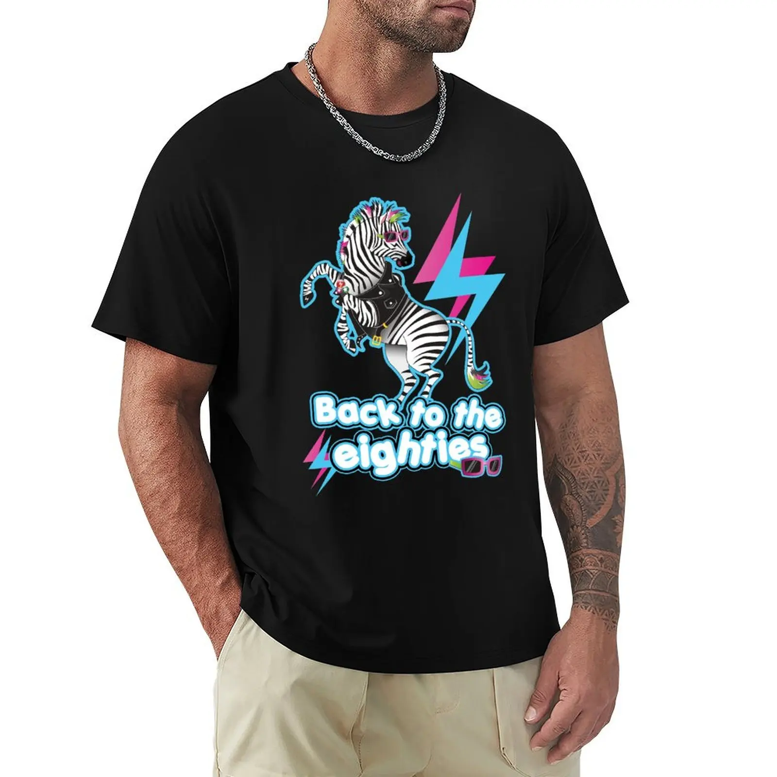 Camiseta con estampado de cebra estilo punk rock de los 80 - Época disco rock grunge de la generación X - Camiseta con diseño de animal bailarín, talla grande, informal para exteriores
