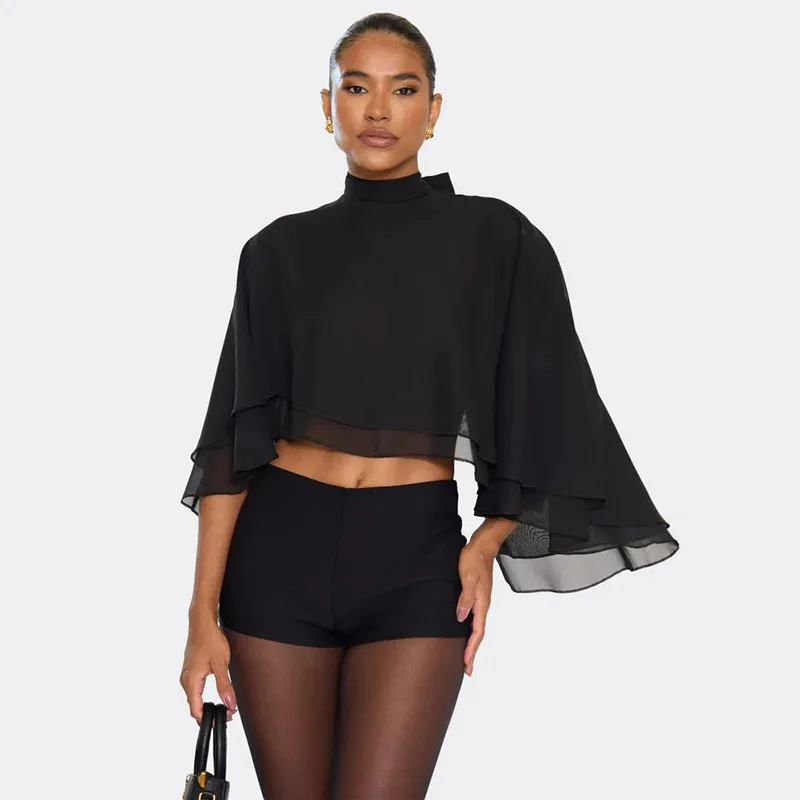 

Women Mesh Sheer Poncho Crop Tops Y2k Lightweight Pullover Cape Cover Ups Chiffon Dressy Wrap Bolero Shrug Sun Protection