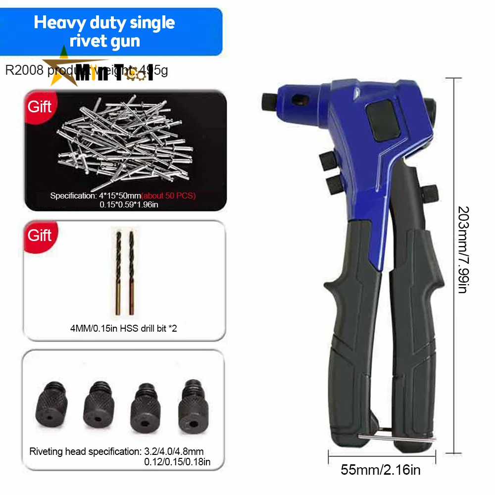 Hand Schroefdraad Klinknagel Noten Gun BT606 M3 M4 M5 M6 M8 Dubbele Insert Handleiding Klinkhamer Gun Klinken Rivnut Tool