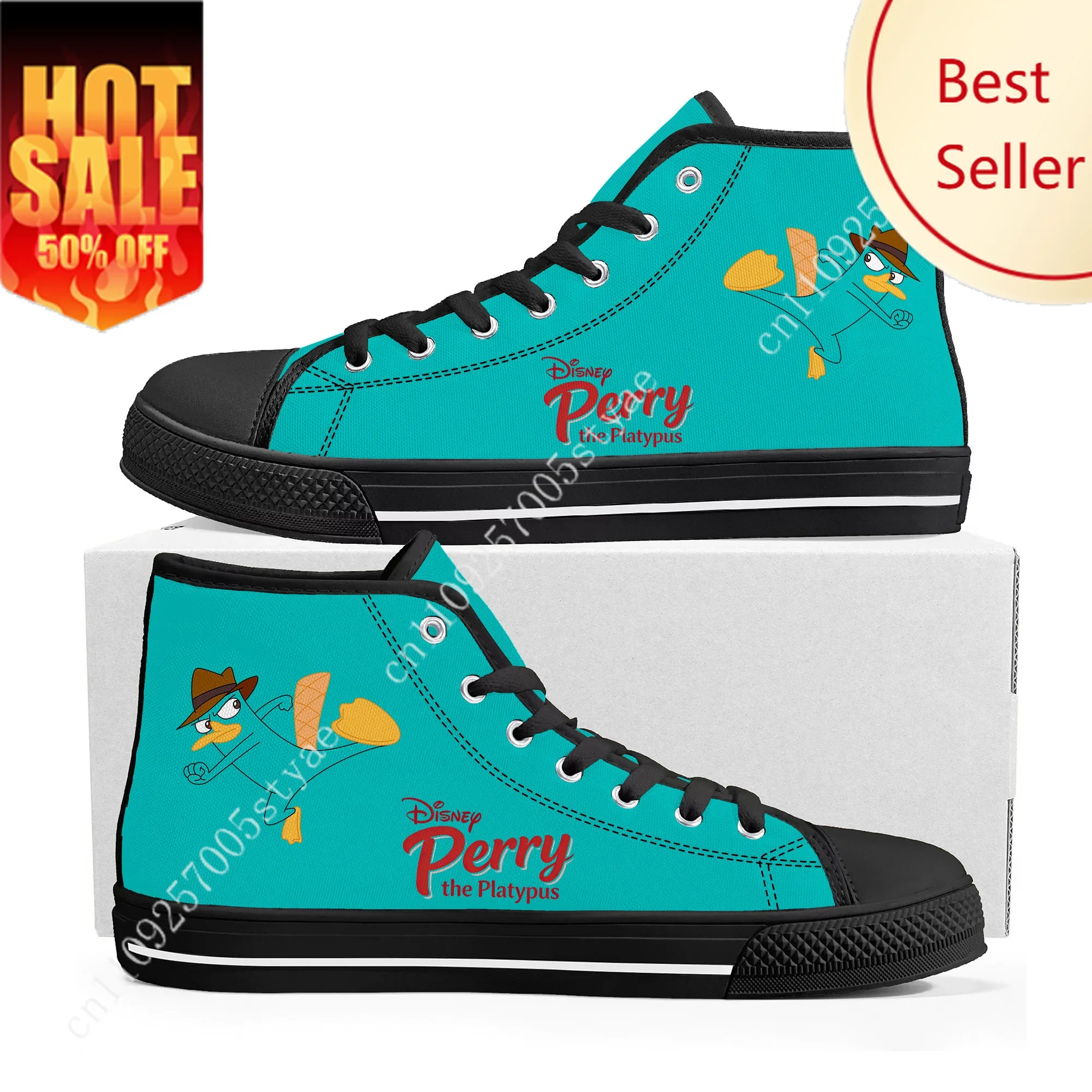 

Perry the Platypus High Top Sneakers Cartoon Cartoon Custom Design Print Canvas Shoes Casual Lace Up Sneakers Birthday Gifts