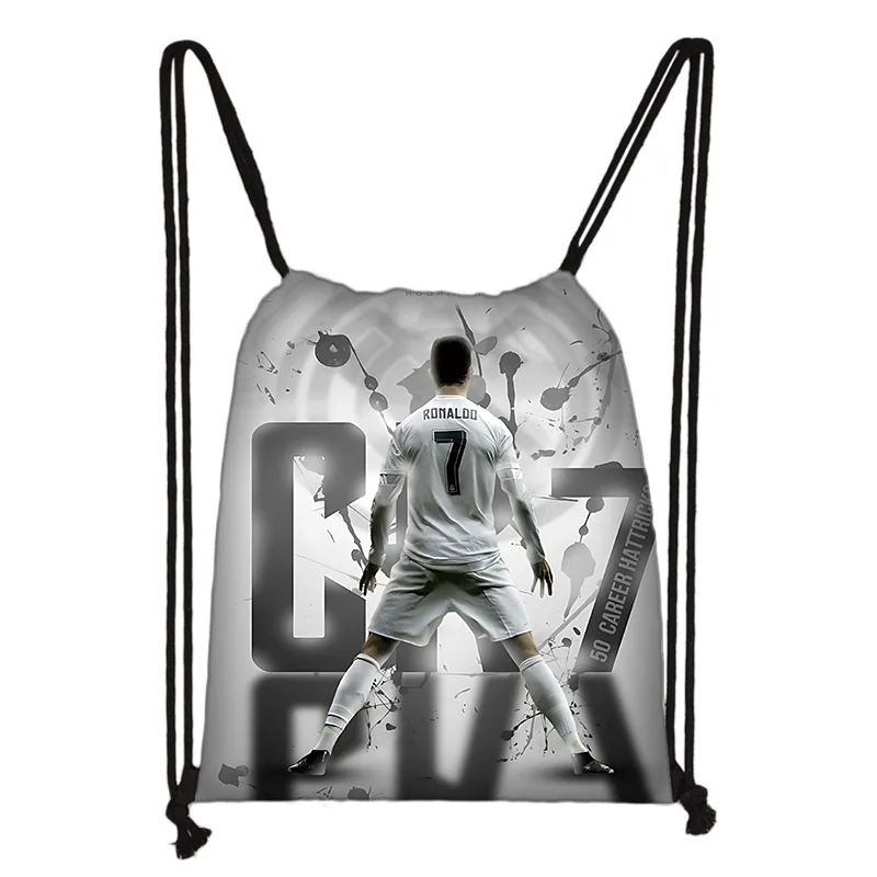 Tas met trekkoord met voetbalsterrenprint, lichtgewicht en duurzaam, opbergtas voor sport, fitness en yoga