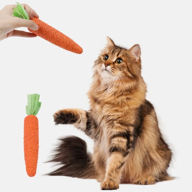 Dog Toys Cute Carrots Toys for Dogs Teeth Cleaning Self-hi Interactive Dog Toy Kitten Toy Grinding Sisal Cat Sticks Pet Supplies