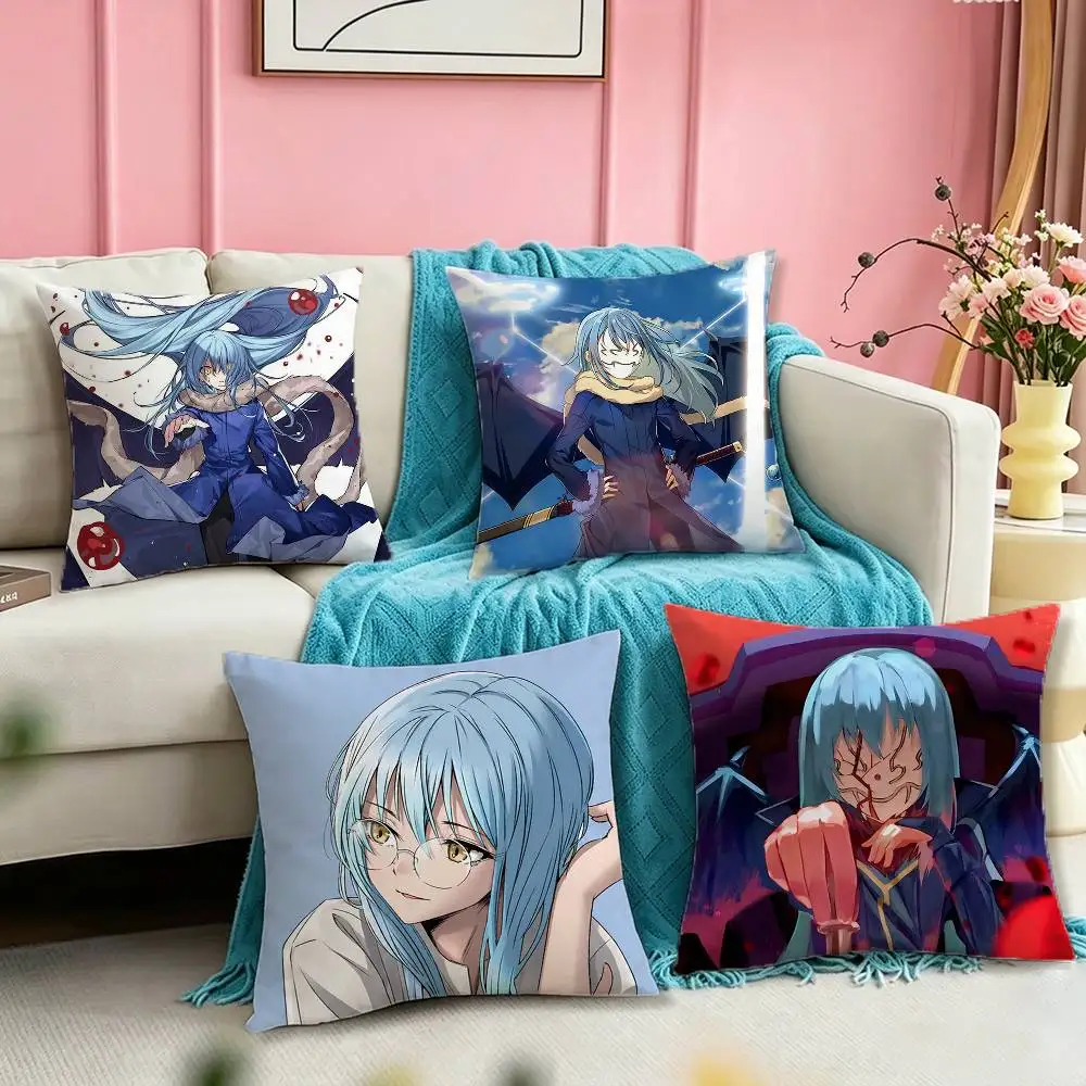 S-Slime Rimuru T-Tempest Demon Lord  Square Double-Sided printed Pillow Case Bedroom Bedside Pillow Sofa Cushion Cover