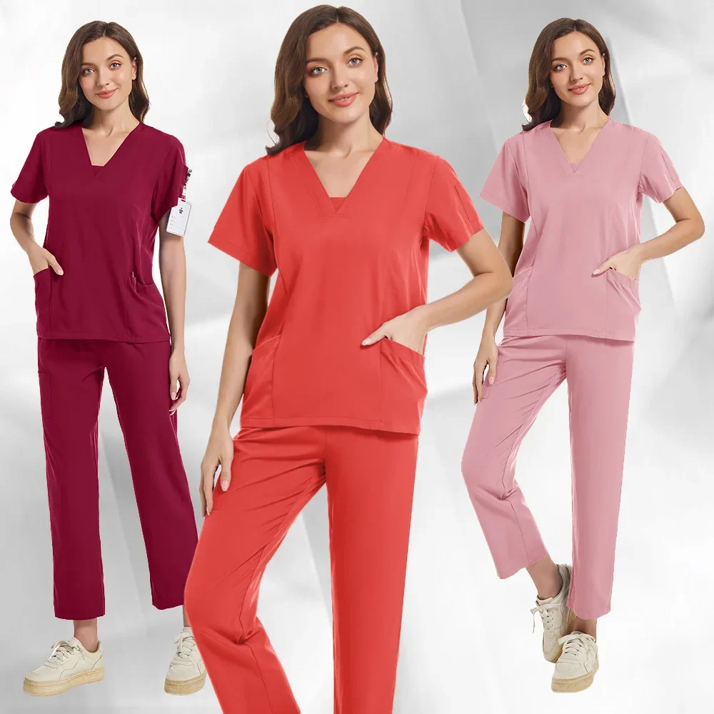 

Quallity Hospital Medical Scrub Suits Uniform Women Men Scrubs Set Beauty Work Clothes Nurse Accessories Dental Surgery Suit