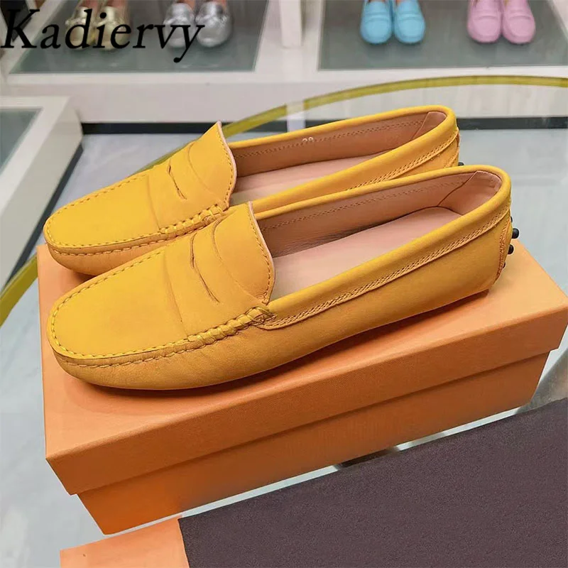 Spring Autumn Flat Loafers Woman Real Leather Round Toe Daily Lightweight Walking Shoes Lady Cosy Office Commuting Shoes Women