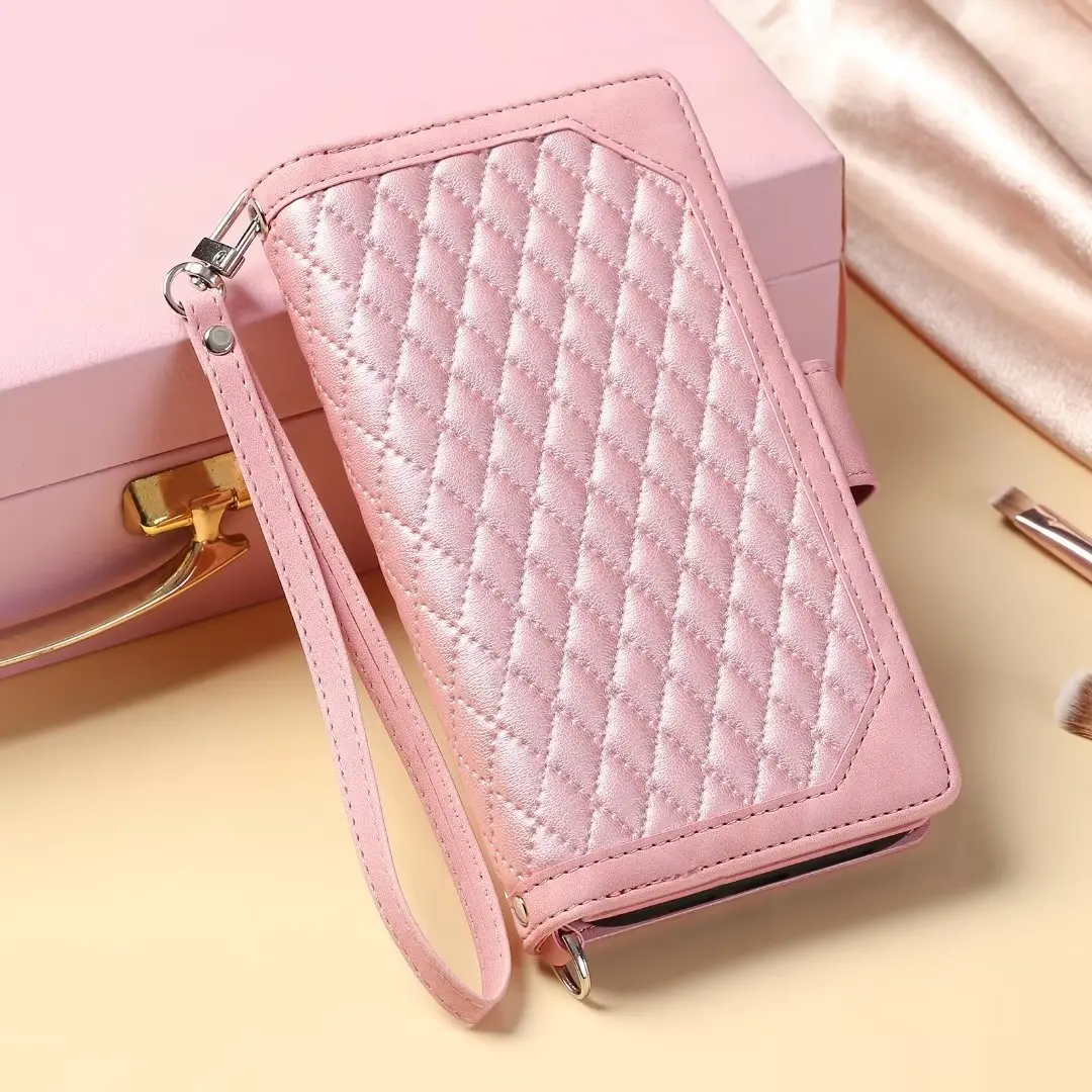 Fashion Zipper Wallet Case For Xiaomi Mi 12 Flip Cover Multi Card Slots Cover Phone Case Card Slot Folio with Wrist Strap