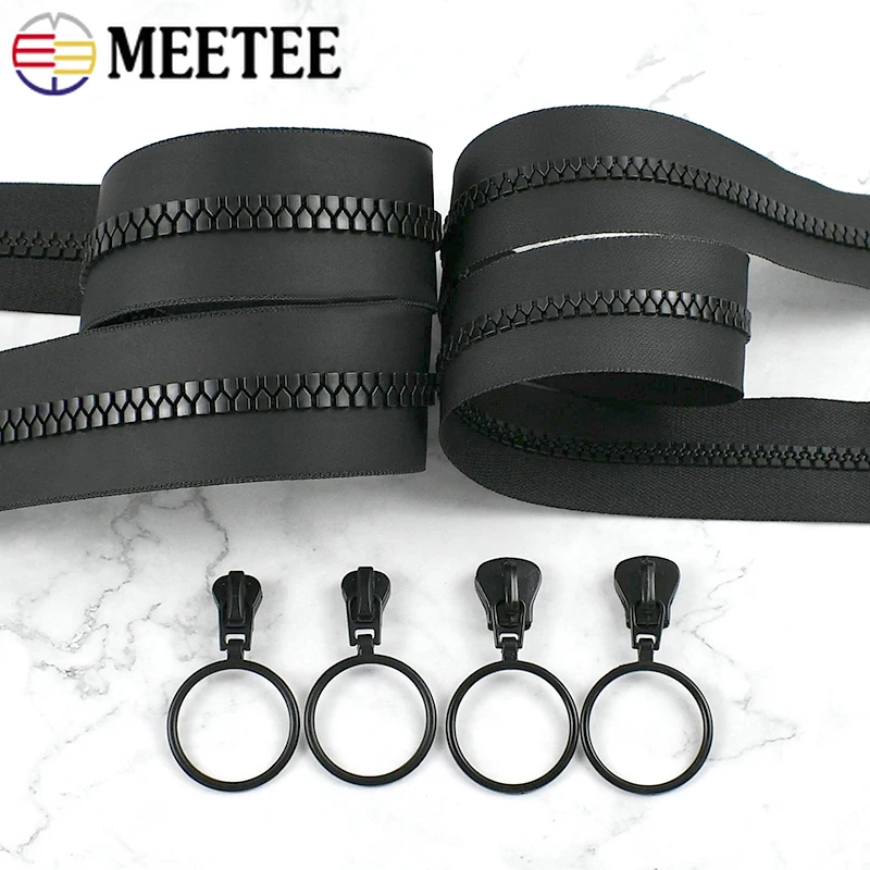 

1-5M Meetee 5# 8# Waterproof Zipper with Zip Puller Sewing Resin Zippers Clothes Bag Repair Replace Zip DIY Garment Accessories