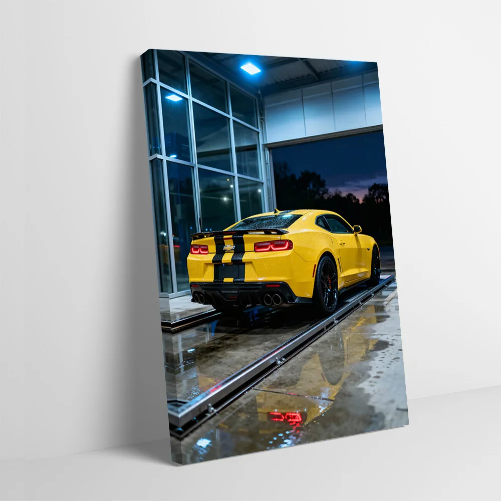Yellow Sports Camaro ZL1 Car Wash Printing Poster Customizable Pictures Wall Art Canvas Painting for Home Decoration Ornaments