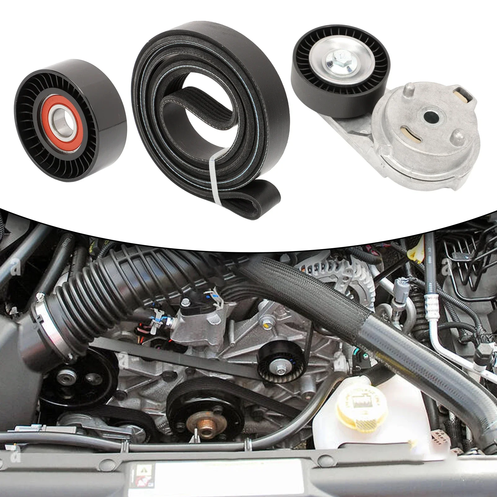 53032860AA Engine Serpentine Belt Tensioner Idler Pulley Drive Kit For Jeep Wrangler 3.8L V6 2007-2011 38018 39269 6PK2285