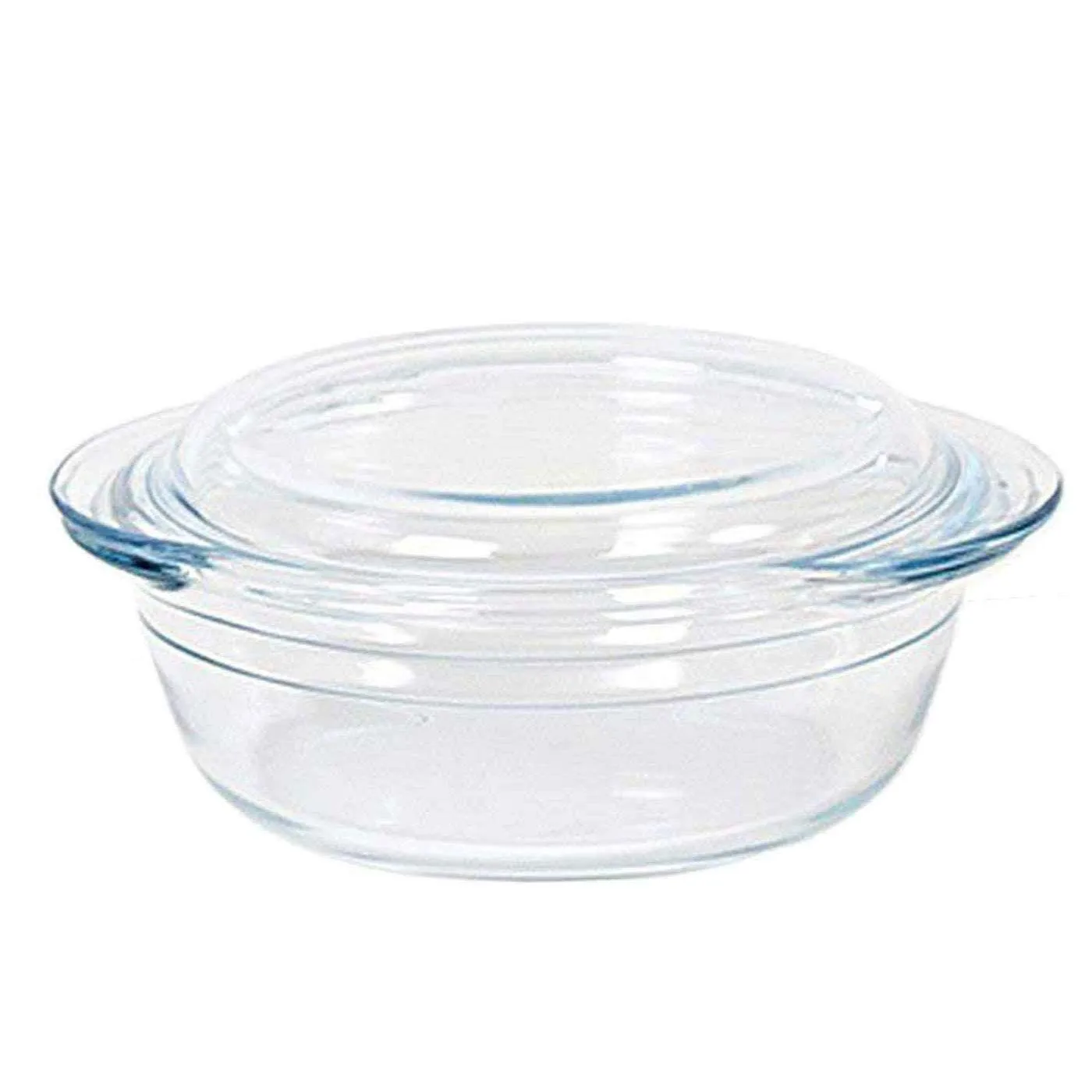 Borosilicate glass saucepan with lid 1.1 L + 0,3 L. Casserole platter round oven mold with handles 21x18x8 cm