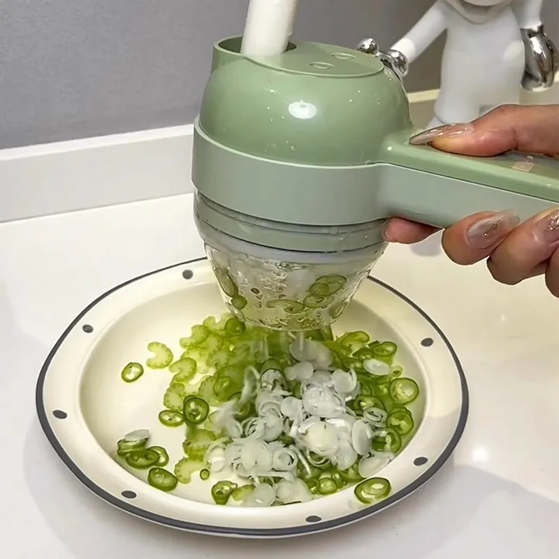 

Multifunctional Electric Handheld Vegetable Cutter For Chopping Pepper Rings Chopped Green Onions Ginger And Garlic Slices