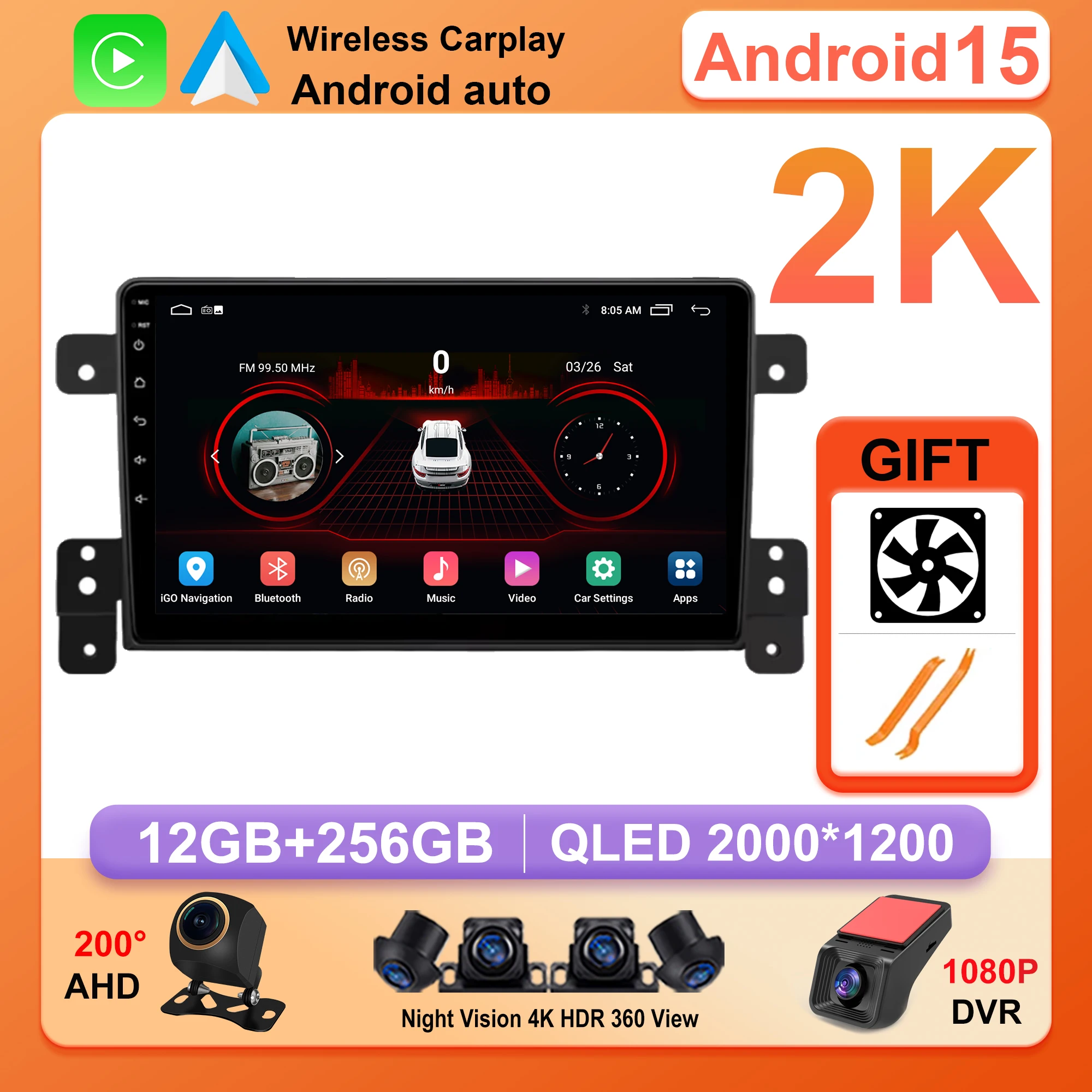 Android 15 For Suzuki Grand Vitara 3 2005 - 2015 Car Radio Multimidia Player Navigation Systems WIFI 4G Carplay GPS Intelligent