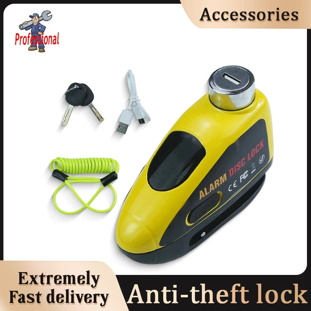 

Противоугонная сигнализация для мотоцикла с блокировкой дискового тормоза, перезаряжаемым замком, сигнализацией 140 децибел и предупредительным кабелем длиной 1,5/1,6 метра.