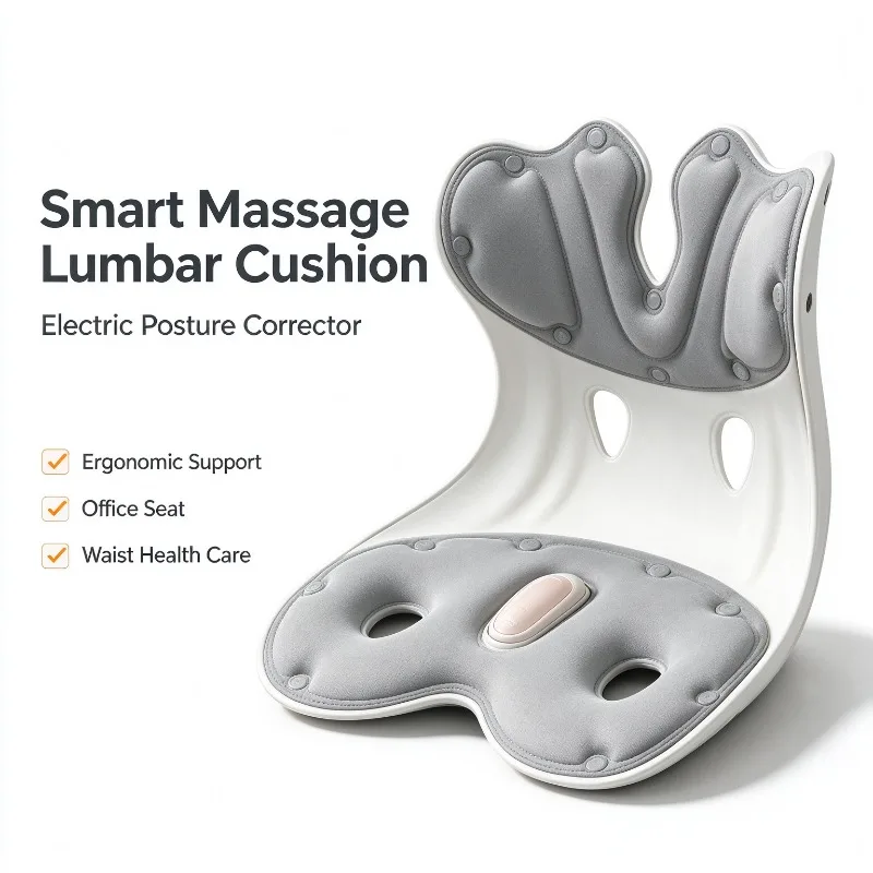 Smart Massage Lumbar Cushion Electric Posture Corrector Ergonomic Seat Chair Waist Support Pad Sitting Posture Health Care