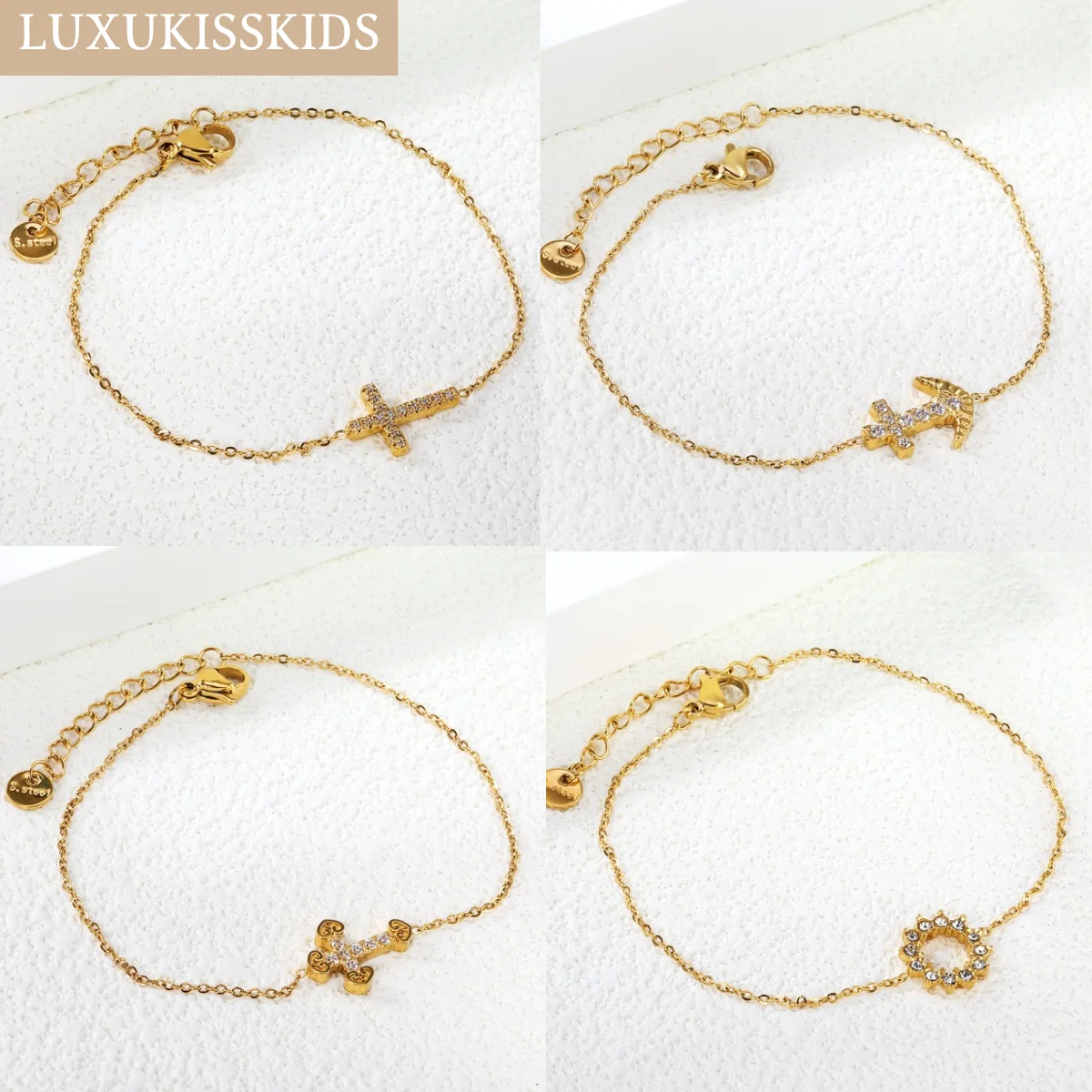 LUXUKISSKIDS Classic Goth Cross Charm Bracelets for Woman/Men Jesus Christian Jewelry Stainless Steel Rhinestone Luxury pulseras