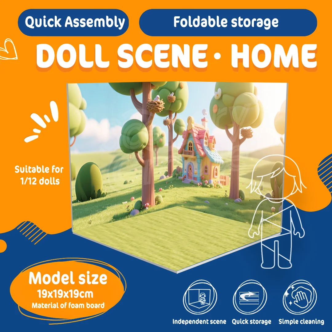 Boîte aveugle tendance, figurines de poupées, scènes d'elfe de la forêt animale, panneau de fond d'affichage en PVC pour vitrines et objets de collection