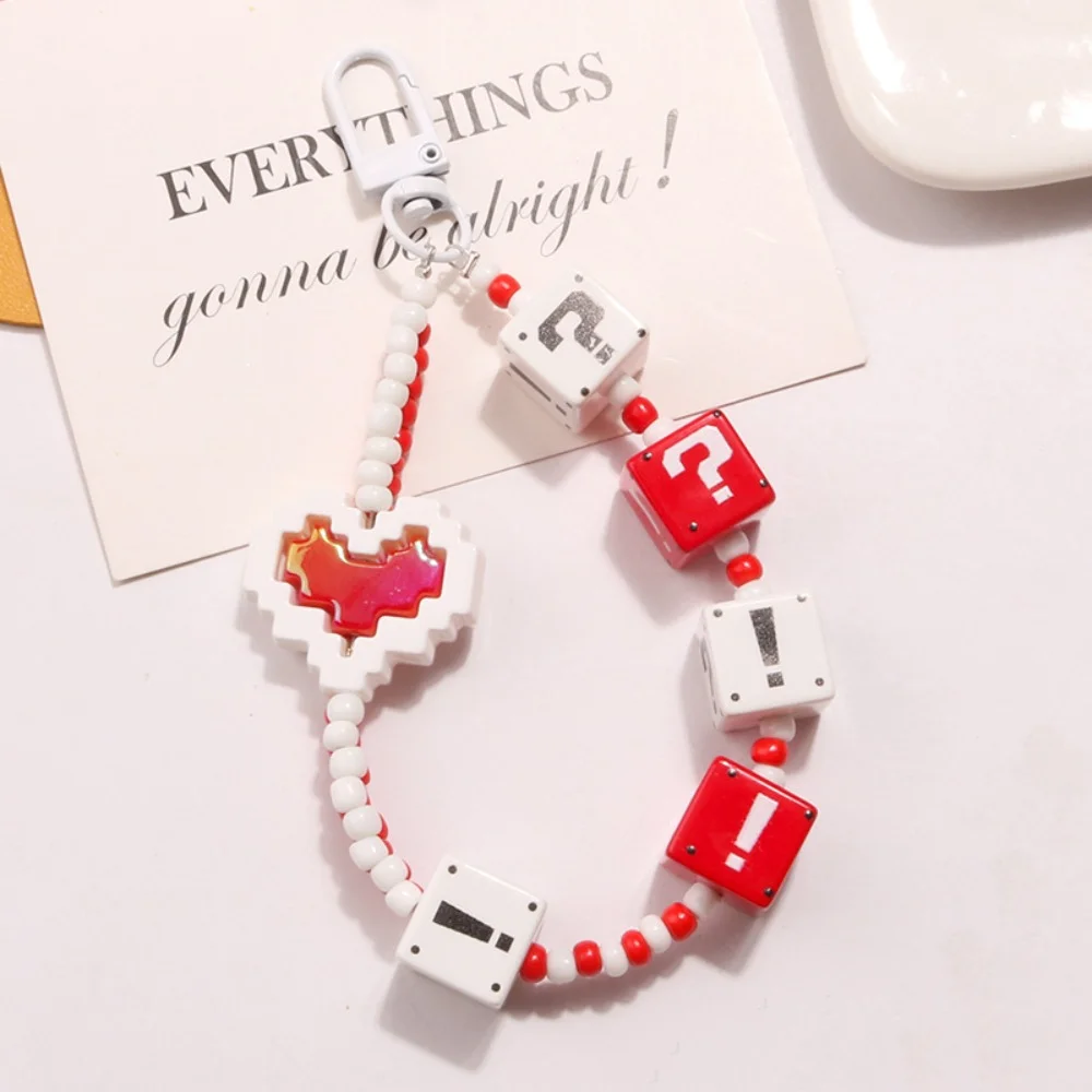 سلسلة مفاتيح لتزيين غطاء سماعة الأذن ، علامة استفهام ، كتلة بناء ، لون خالص ، أكريليك ، ملون ، ملحقات حبات الأرز