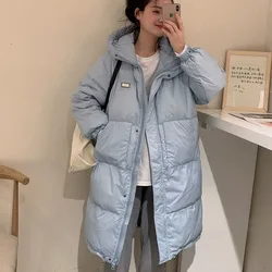 2023 neue Frauen Daunen jacke Wintermantel weibliche mittellange Version Parkas lose dicke warme Outwear Kapuze Freizeit mantel