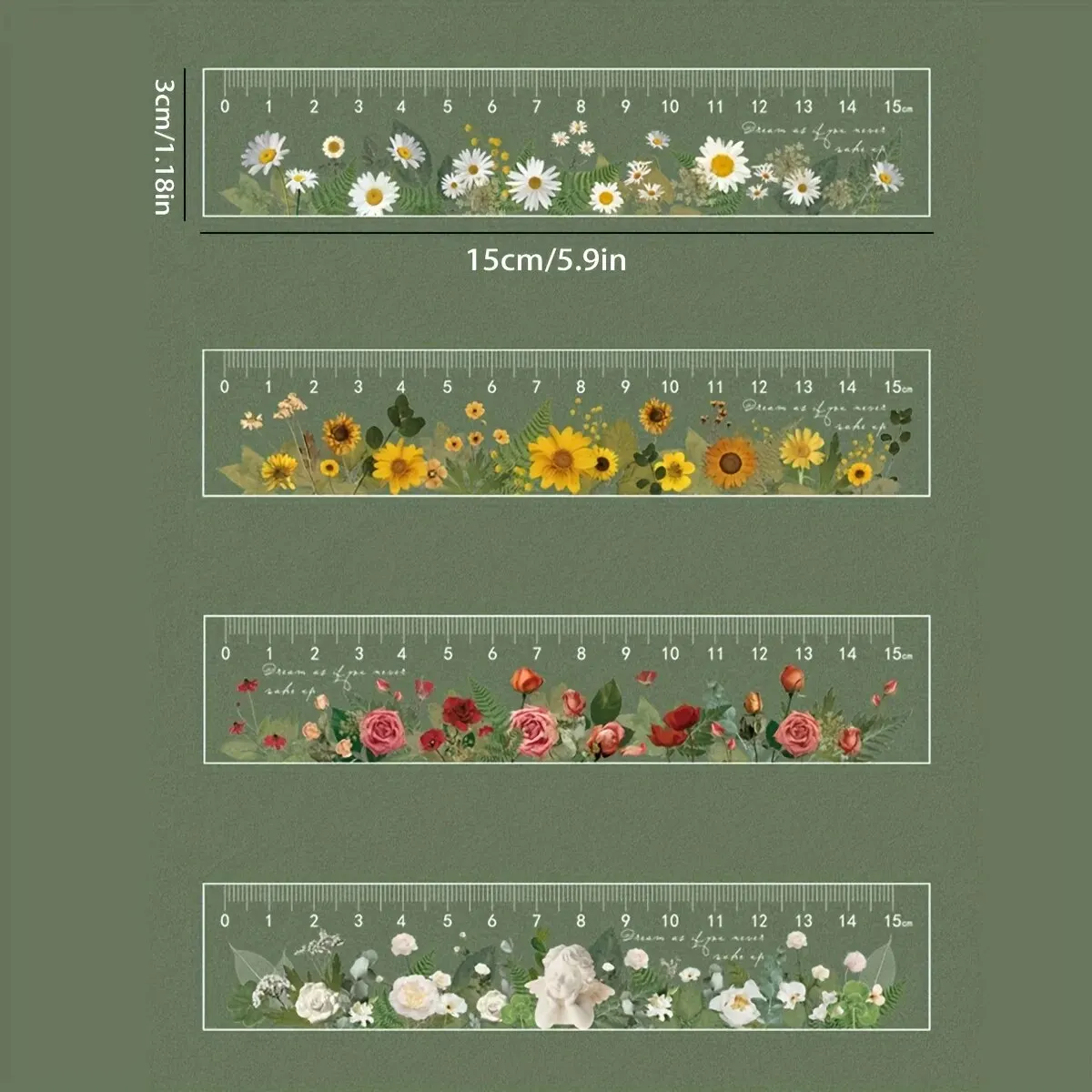 مسطرة مدرسية من الأكريليك الشفاف مقاس 15 سم مع أجهزة سنتيمتر - متينة وسهلة القراءة