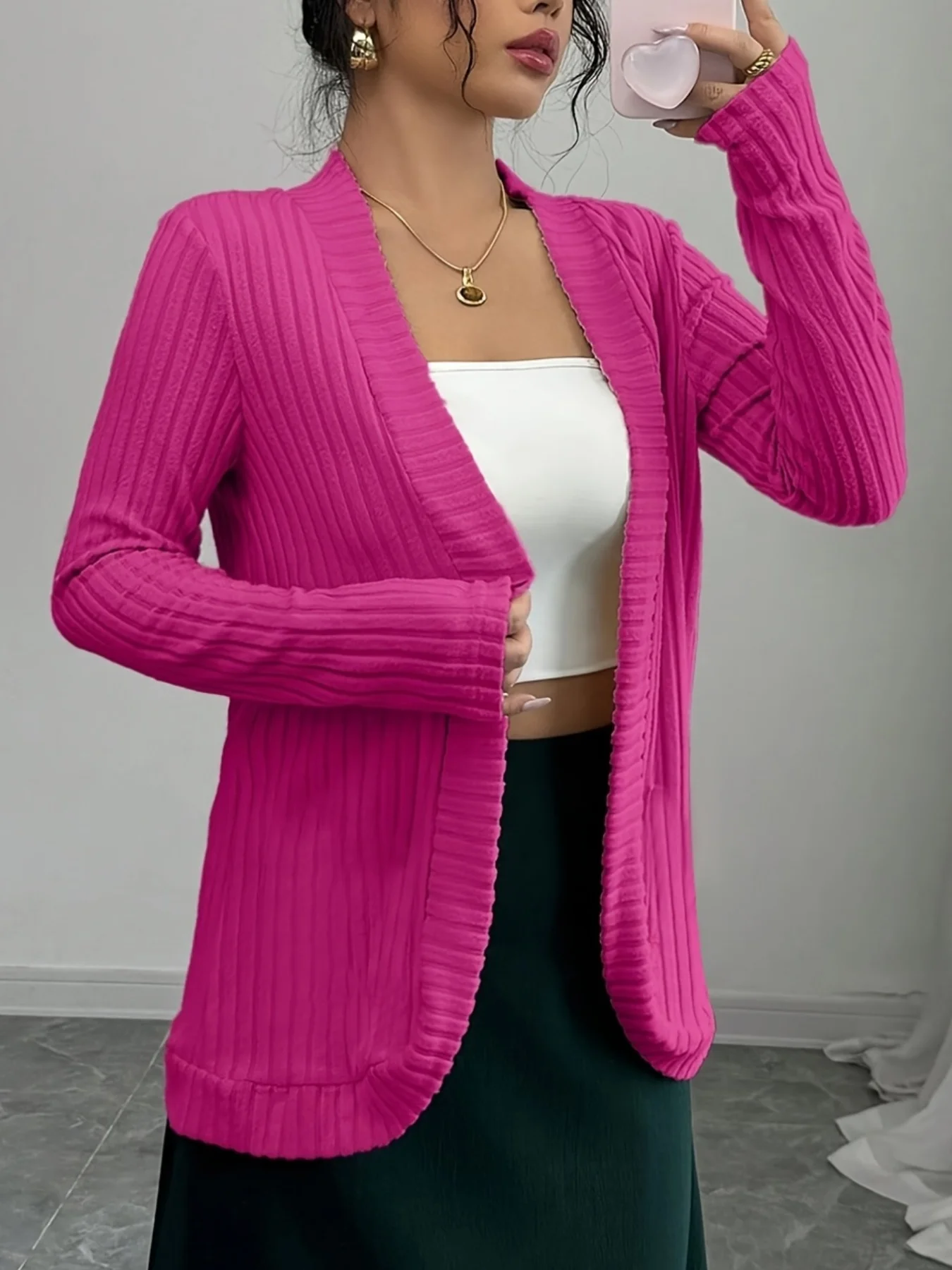 Otoño/Invierno nuevo cárdigan informal de moda para mujer con tiras y abrigo cárdigan informal de lana