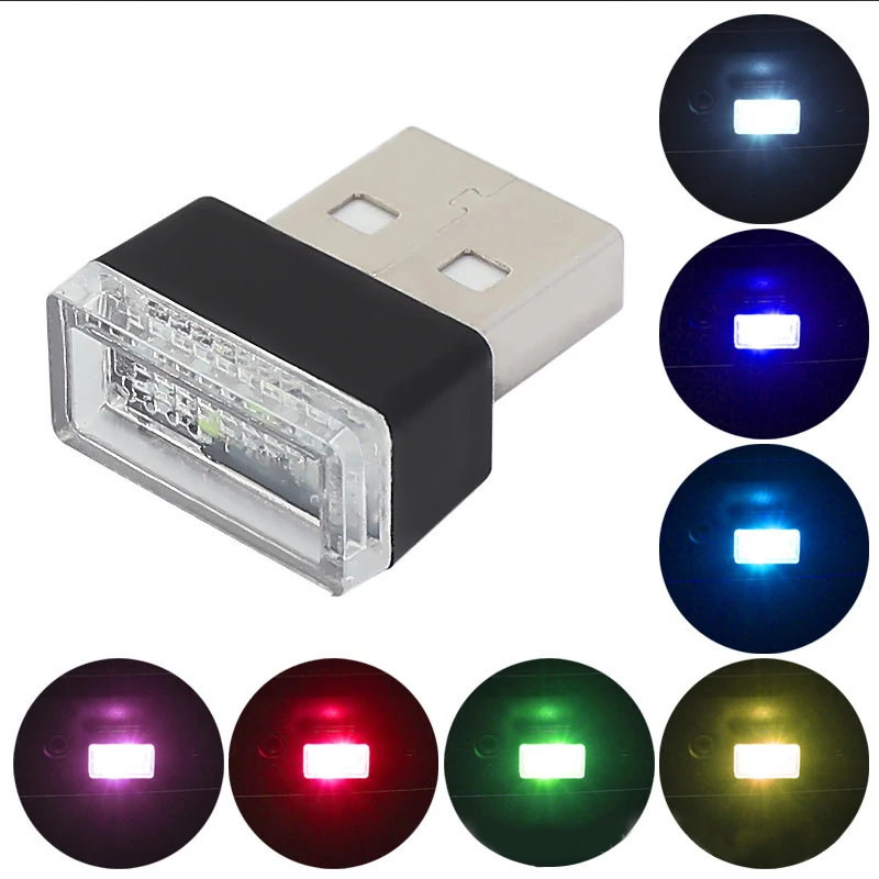 Carro Ambiente Neon Interior LED Light, Atmosfera Mini USB, Modelagem Jóias, 7 Cores de Cores